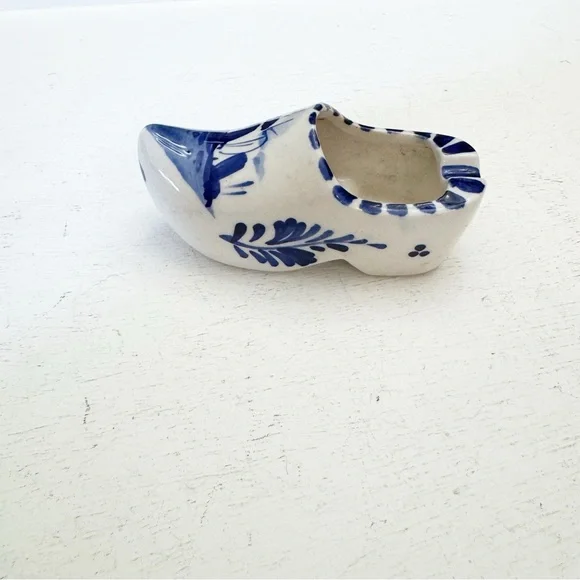 Vintage Delft Blue Small Clog Ashtray Hand Painted Holland Windmill - Picture 6 of 13